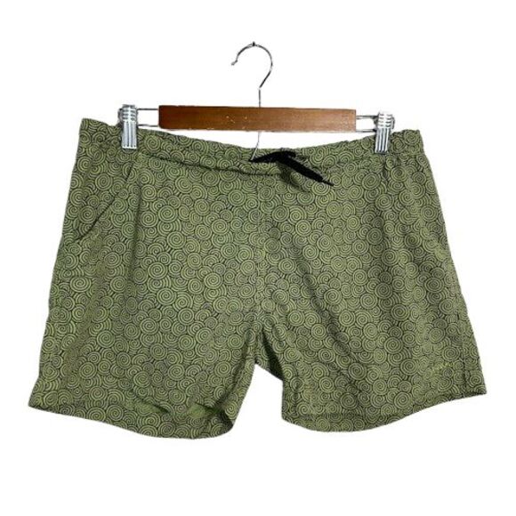 Kavu Womens Shorts M Green Printed 100% Nylon Drawstring 4" Inseam - Picture 1 of 6